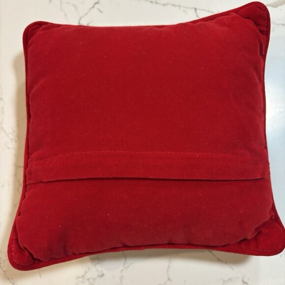 Vintage Needlepoint Christmas Throw Pillow Santa Claus Red Velvet Zipper Closure - Picture 4 of 6